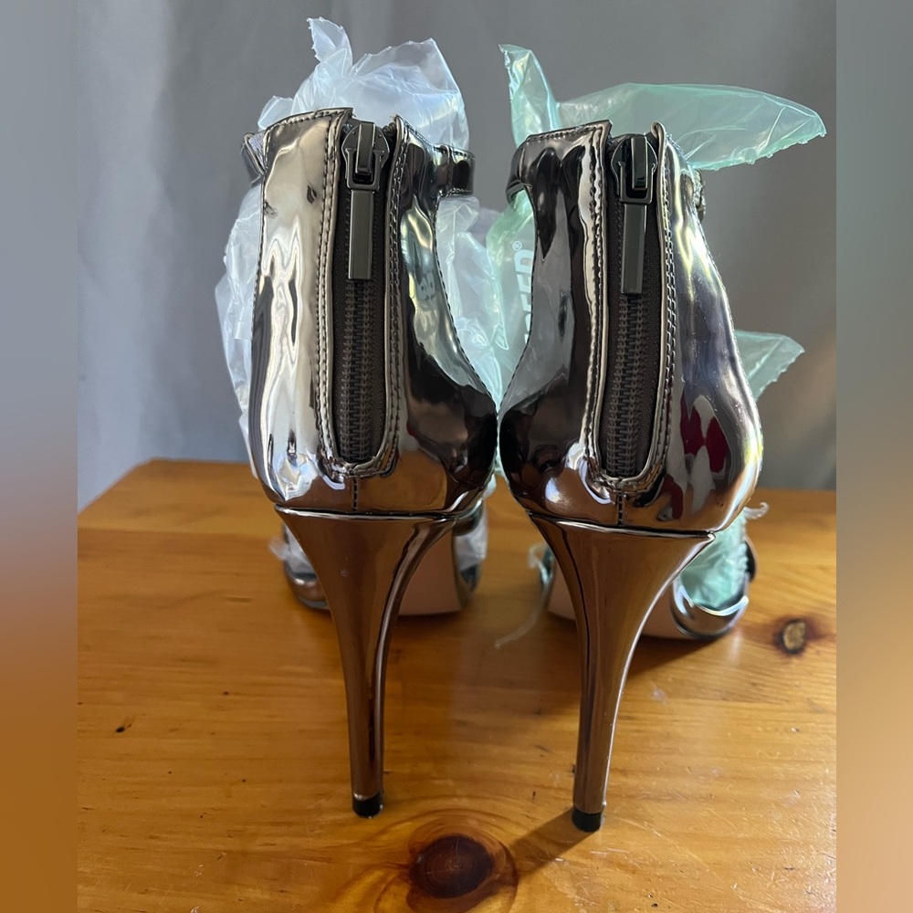 Steve Madden Metallic Double Strap Heels - Picture 3 of 8
